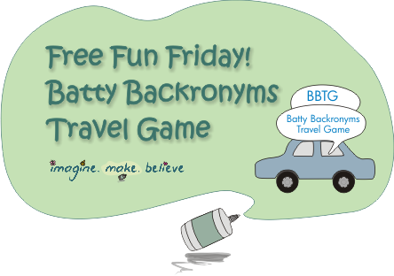 Batty Backronyms Travel Game - kids, car, number plate, word game, children