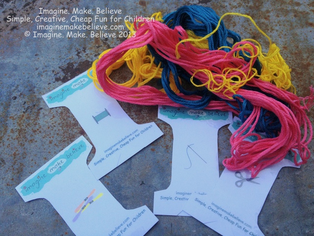 Thread bobbin template, spool, cardboard, embroidery thread, stranded cotton, floss, organise