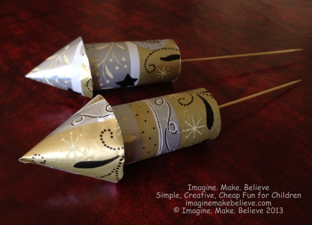 Free Fun Friday - New Year's Eve Party Popper Rockets, party poppers, new year, craft, kids, make, paper craft, recycle, cheap, confetti, paper shred, push popper, rocket, free, pattern, tutorial