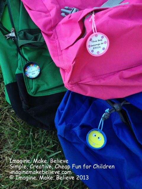 Back to School Bag Tags, bag tag, school, milk bottle lid, juice bottle lid, recycle, upcycle, children, free, tutorial, kids, back to school