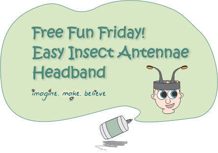 Free Fun Friday - Easy Insect Antennae Headband, insect, antennae, bug, beetle, bee, grasshopper, ladybug, party, dress up, costume, craft, kids, make, paper craft, cheap, free, pattern, tutorial